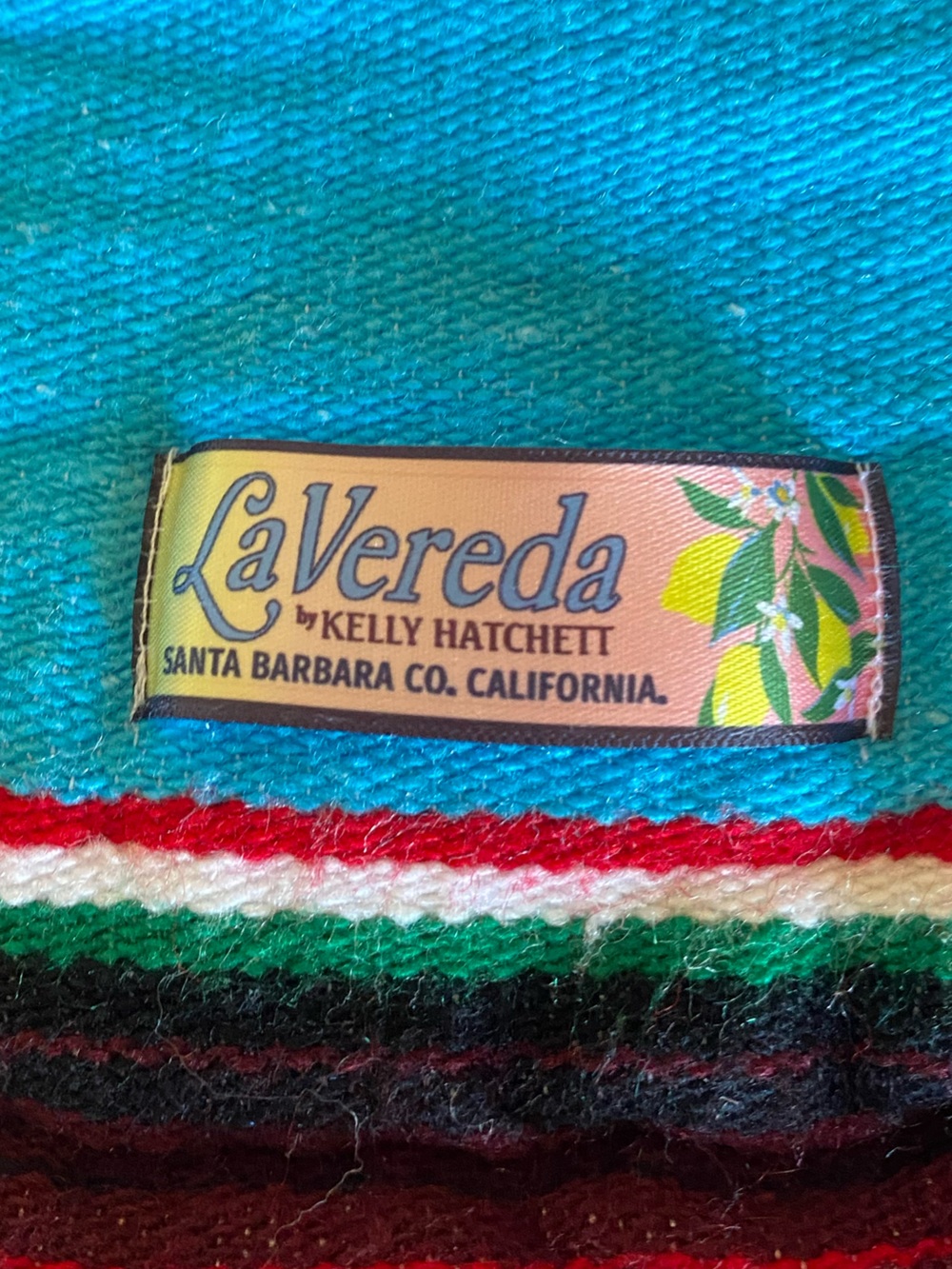 La Vereda Woven Mexican-Style Blanket - Turquoise Multi - Picture 3 of 6